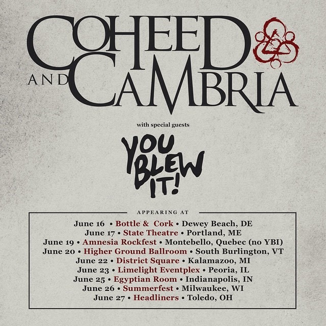 Coheed And Cambria Announce Summer Headlining Tour With You Blew It!